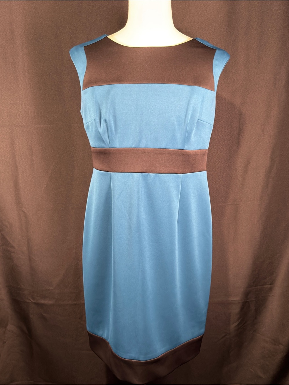 Roz & Ali Blue and Black Colorblock Sheath Dress